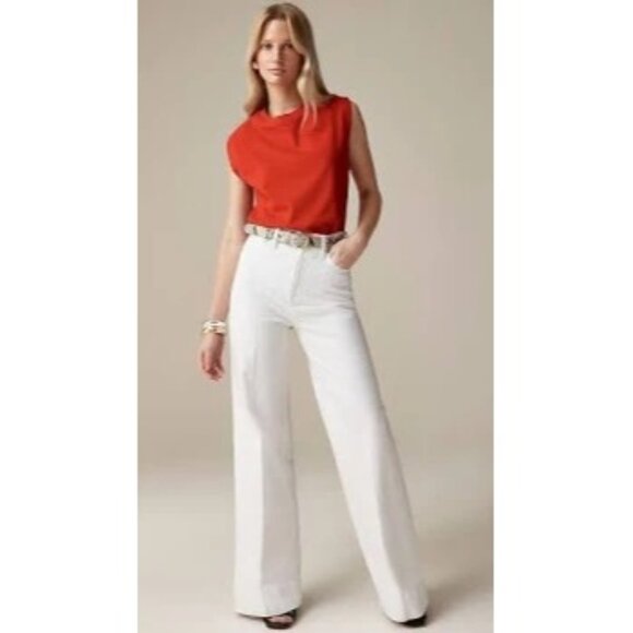 J. Crew Women's Five Pocket Wide Leg Trouser White Size 29 NWT - Picture 6 of 6